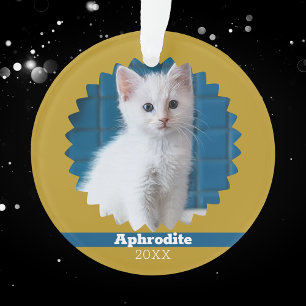 Votre photo de chat sur un ornement de vacances en