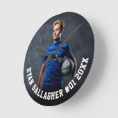 Votre photo de sport | Horloge ronde personnalisée (Angle)