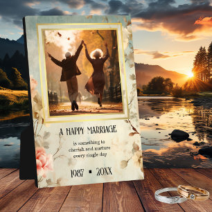 Votre photo Floral Gold Citation Anniversay Plaque