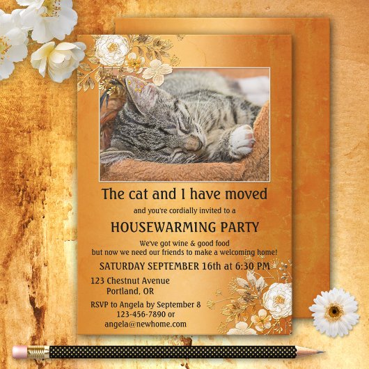 Votre Photo Gold Moving Houseécher Invitation