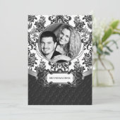 Votre photo Invitations Black White Mariage damass (Debout devant)