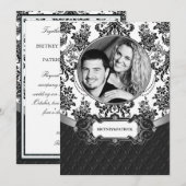 Votre photo Invitations Black White Mariage damass (Devant / Derrière)