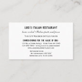 Votre photo Italian Restaurant Certificat cadeau (Dos)