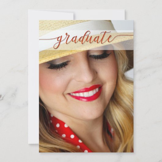 Votre photo Red Script Graduation Invitation (Devant)