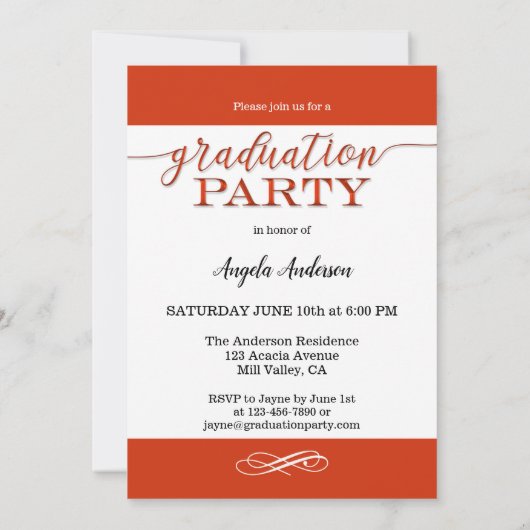 Votre photo Red Script Graduation Invitation (Dos)