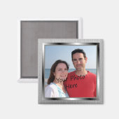 Votre Photo Sur Un Aimant À Cadre Argent (Recto/Verso)