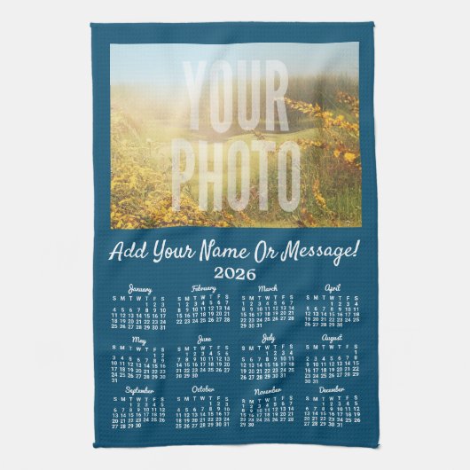 Votre photo Tea serviette Calendrier Bleu (Vertical)