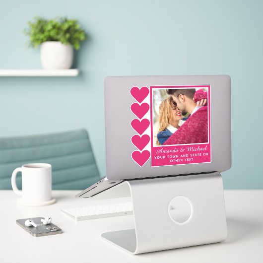 VOTRE PHOTO & TEXTE avec Sticker de coeur (Ordinateur portable sur le bureau)