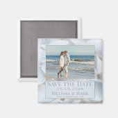 Votre photo White Sea Shells Save the Date Magnet (Recto/Verso)