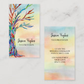 Votre Profession Carte de visite d'arbre coloré (Devant / Derrière)