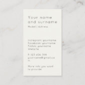 Votre propre carte de visite d'actrice modèle de p (Dos)