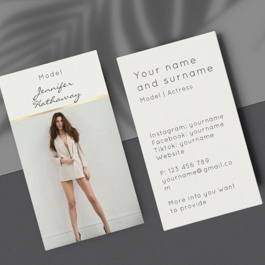 Votre propre carte de visite d'actrice modèle de p