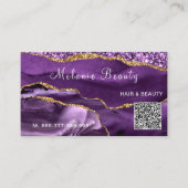 Votre QR Code Info Agate Purple Gold Carte de visi (Devant)