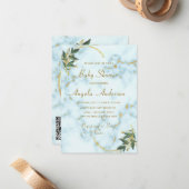 Votre QR Code Marbre Baby Boy Shower Invitation (Devant/Arrière en situation)