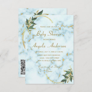 Votre QR Code Marbre Baby Boy Shower Invitation