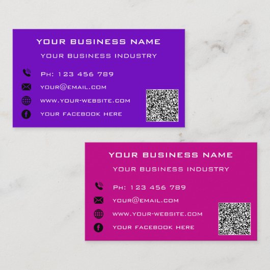 Votre QR Code Scan Info Text Carte de visite de so (Devant / Derrière)