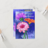 Votre QR Code Souhaitez Carte Anniversaire Gerbera (Devant/Arrière en situation)