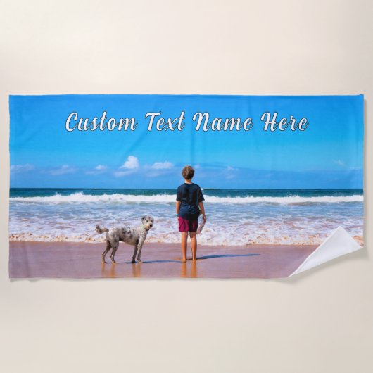 Votre Serviette Photo Beach avec Nom de texte pers (Devant)