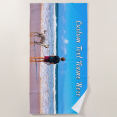Votre Serviette Photo Beach avec Nom de texte pers (Devant)