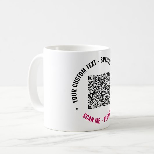 Votre tasse de café QR Code avec texte et couleur  (Devant gauche)