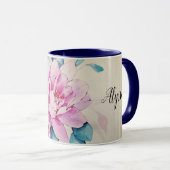 Votre tasse rose nommée de fleur d'aquarelle de (Devant droit)