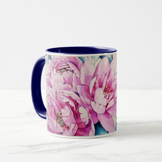 Votre tasse rose nommée de fleur d'aquarelle de (Devant gauche)