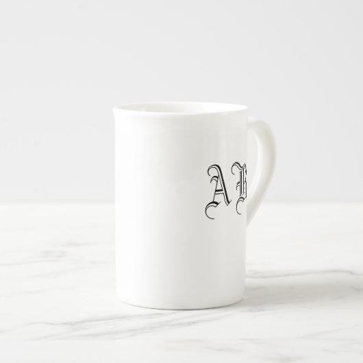 Votre texte blanc os Chine Mug Monogram Modèle (Devant droit)