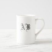 Votre texte blanc os Chine Mug Monogram Modèle (Droite)