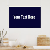Votre texte ici Custom Navy Blue Horizontal Poster (Cuisine)