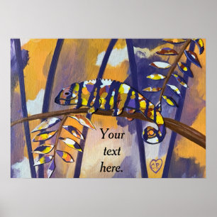 Votre texte ici sur Poster de Chameleon Violet Ora