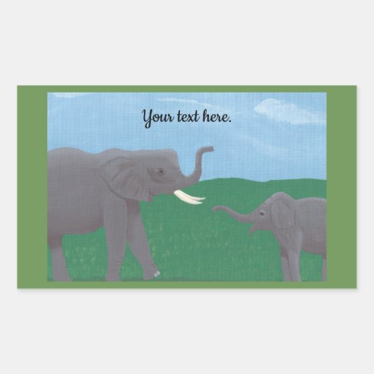Votre texte, Stickers Eléphant, Mère et Enfant (Devant)