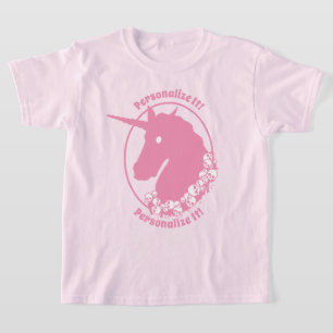 VOTRE TEXTE T-shirt Zombie rose Unicorn