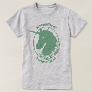 VOTRE TEXTE T-shirt Zombie vert Unicorn