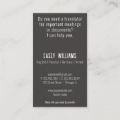 Votre traducteur de photos Carte de visite (Dos)