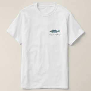 Votre ville ou nom T-shirt de pêche à la basse ray