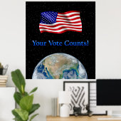 Votre vote compte drapeau et terre - affiche redim (Bureau à domicile)