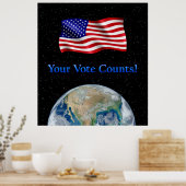 Votre vote compte drapeau et terre - affiche redim (Cuisine)