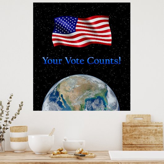 Votre vote compte drapeau et terre - affiche redim (Cuisine)
