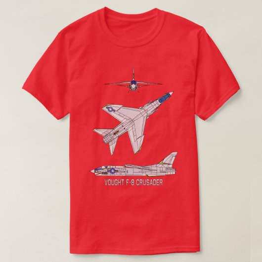 Vought F8 Crusader Amerikaans Jet Plane Diagram Gi T-shirt (Design voorkant)
