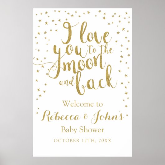 Vous aimez à la Lune Glittery Gold Affiche de bien (Devant)