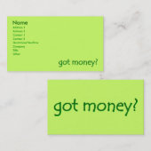 vous avez de l'argent ? Cartes de visite (Devant / Derrière)