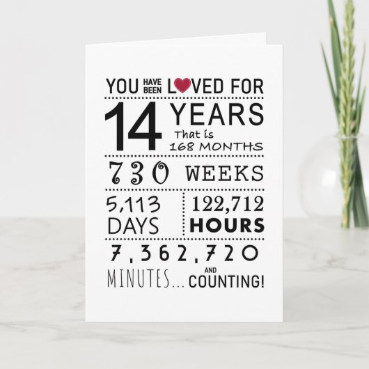 Vous Avez Été Aimé 14ème Carte Anniversaire (Devant)