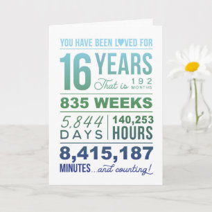 Vous avez été aimé 16 ans, carte d'anniversaire 16