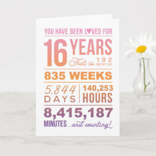 Vous avez été aimé 16 ans, carte d'anniversaire 16
