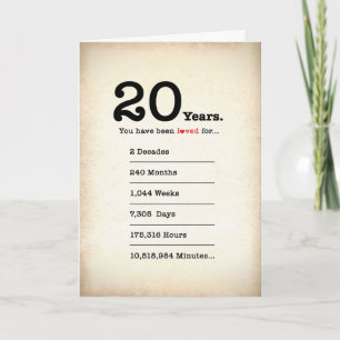 Vous avez été aimé 20 ans, Carte d'anniversaire