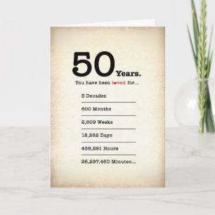 Vous avez été aimé 50 ans, Carte d'anniversaire
