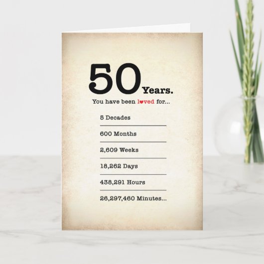Vous avez été aimé 50 ans, Carte d'anniversaire (Devant)
