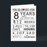 Vous Avez Été Aimé Carte 8ème Anniversaire<br><div class="desc">Cette carte d'anniversaire est la façon parfaite de montrer combien de temps vous avez aimé quelqu'un lors de leur anniversaire. Marquez cette journée spéciale avec une carte d'anniversaire.</div>