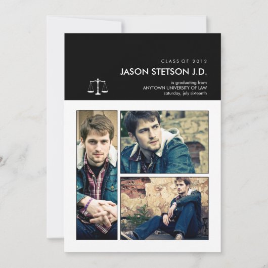 Vous avez été encadré Droit Graduation Invitation (Devant)