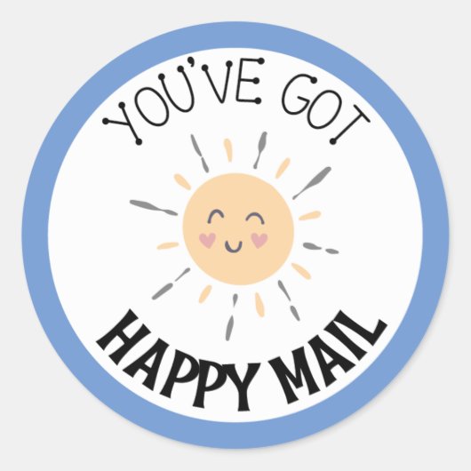 Vous avez Happy Mail Smile Sticker Round (Devant)